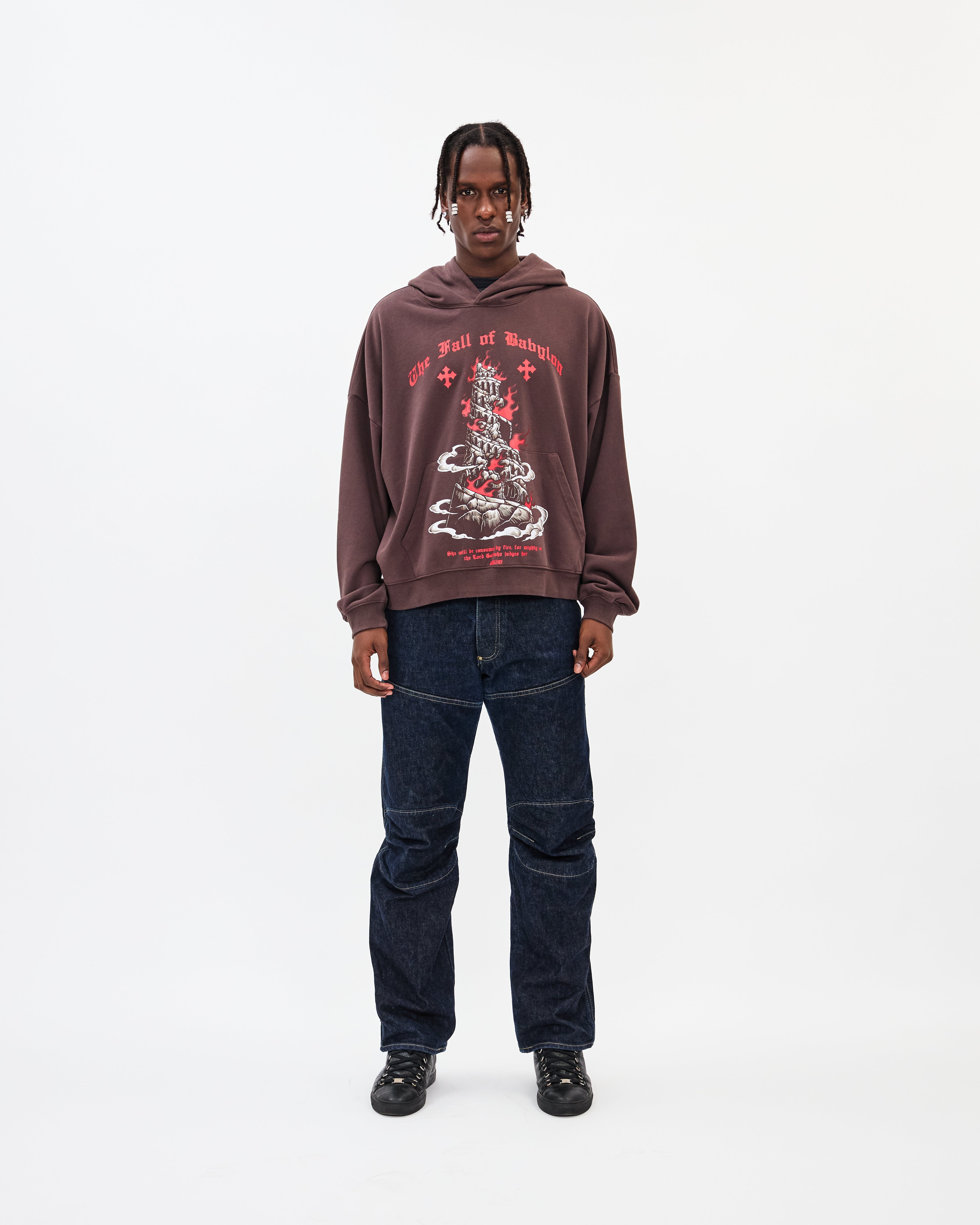 Fall of Babylon Hoodie / Washed Brown-2