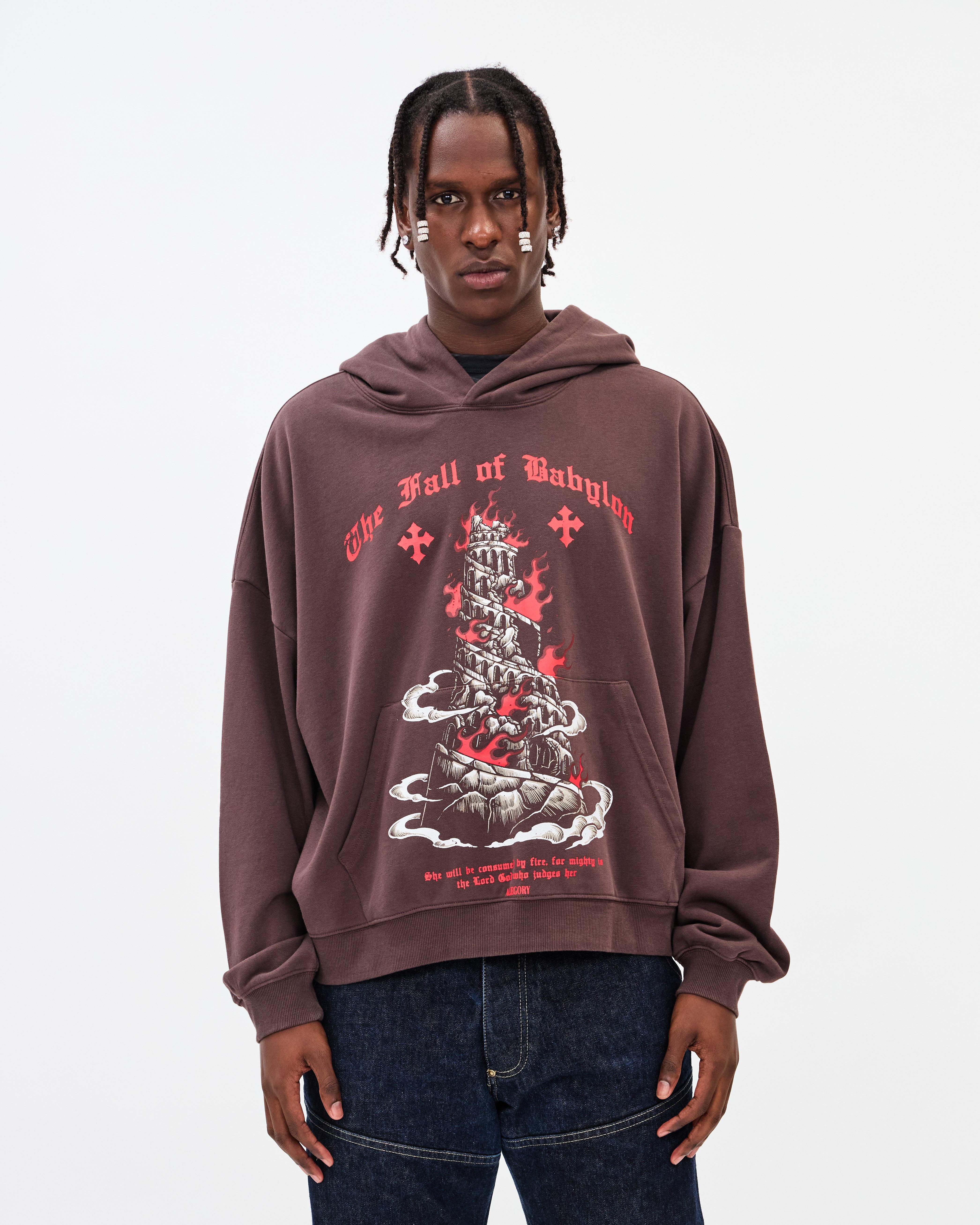 Fall of Babylon Hoodie / Washed Brown-6