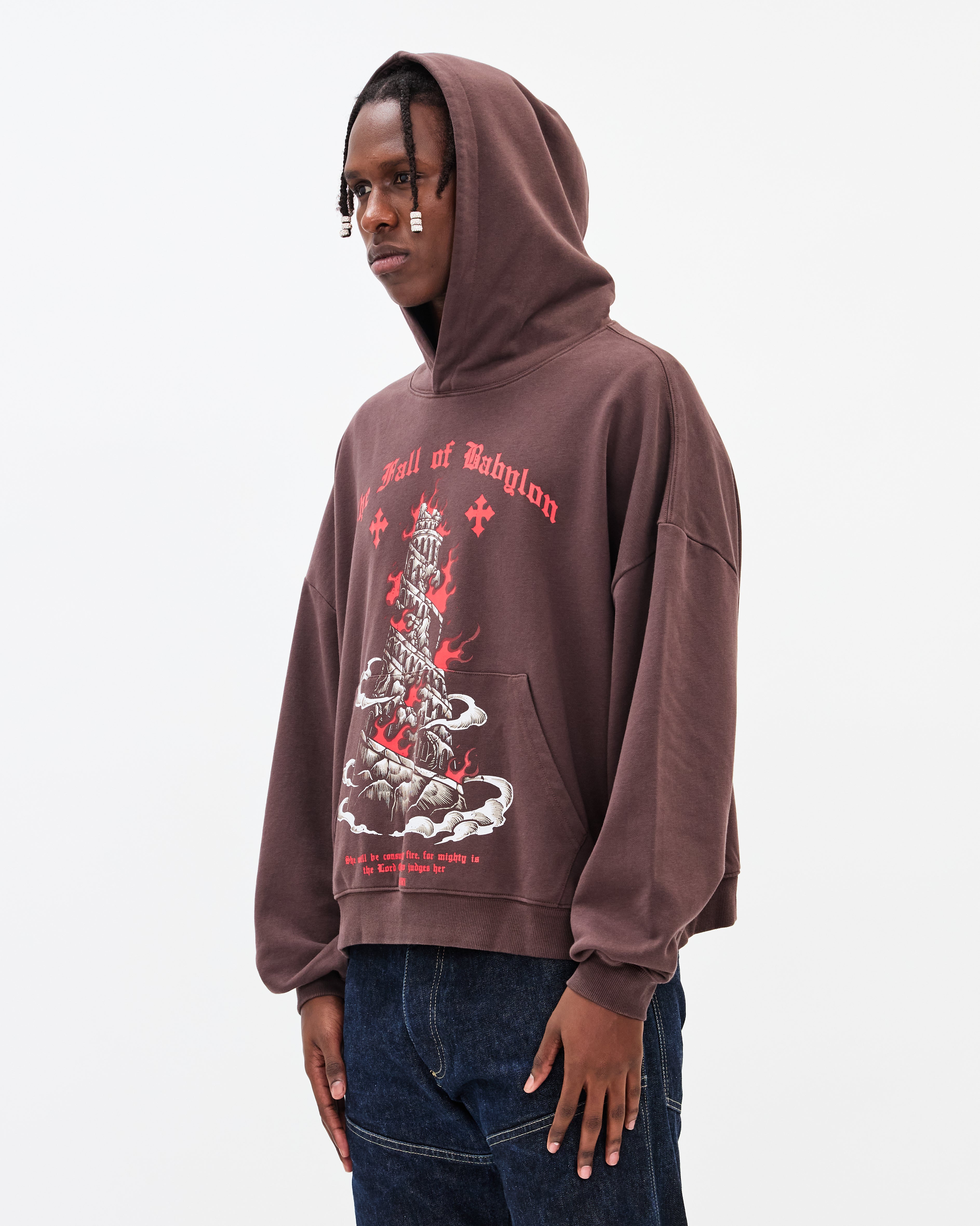 Fall of Babylon Hoodie / Washed Brown-7