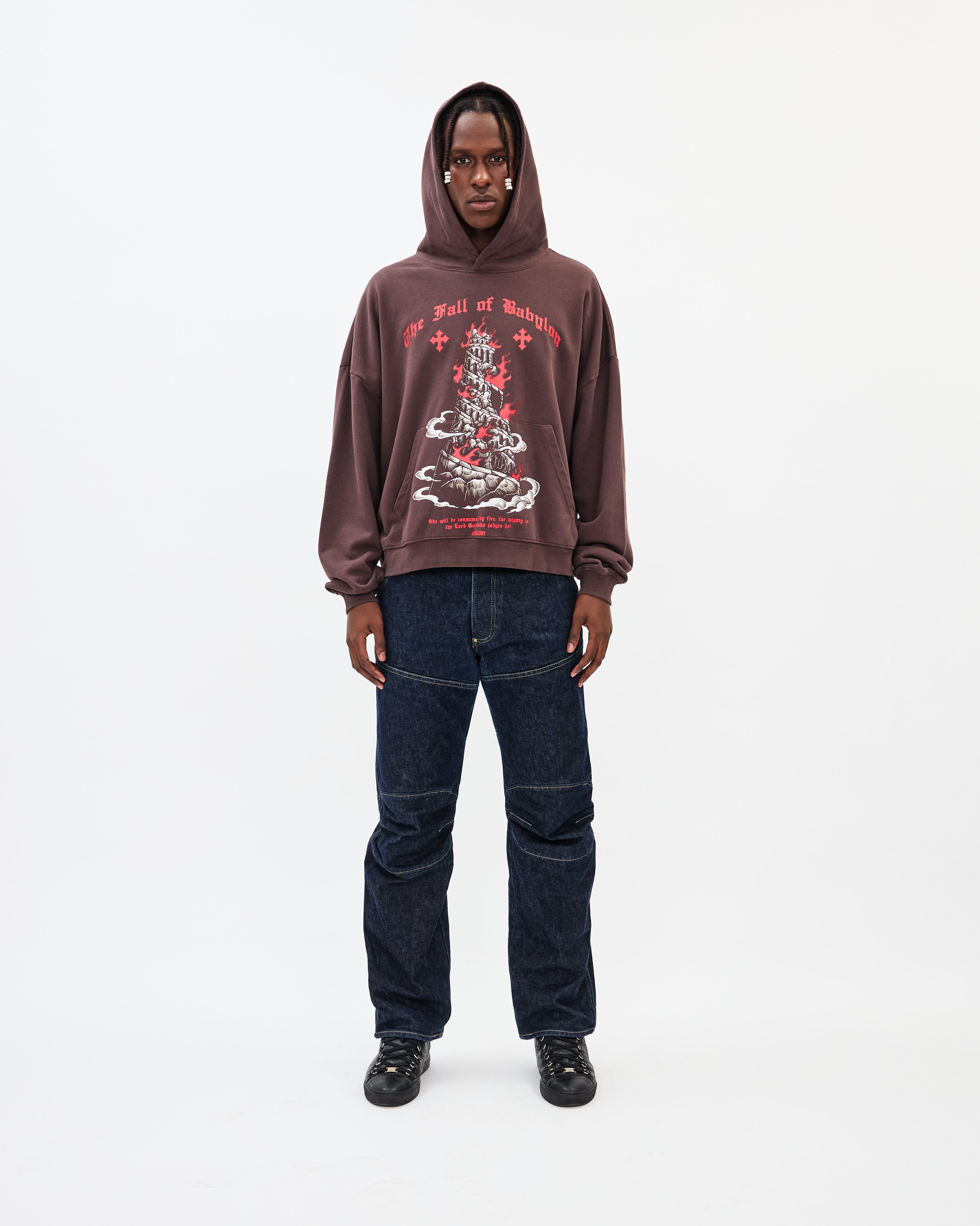 Fall of Babylon Hoodie / Washed Brown-3