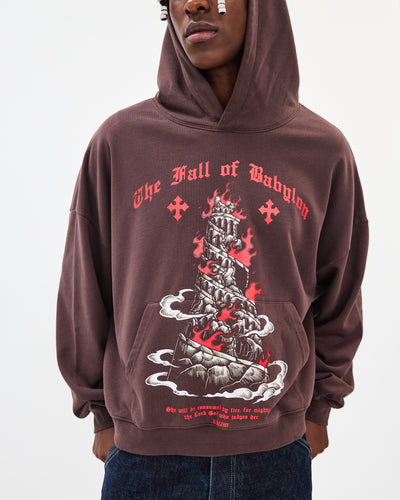 Fall of Babylon Hoodie / Washed Brown