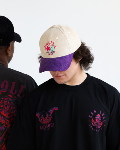 Love & Hate Premium Corduroy Hat / Cream / Carnival Purple