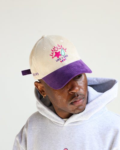 Love & Hate Premium Corduroy Hat / Cream / Carnival Purple