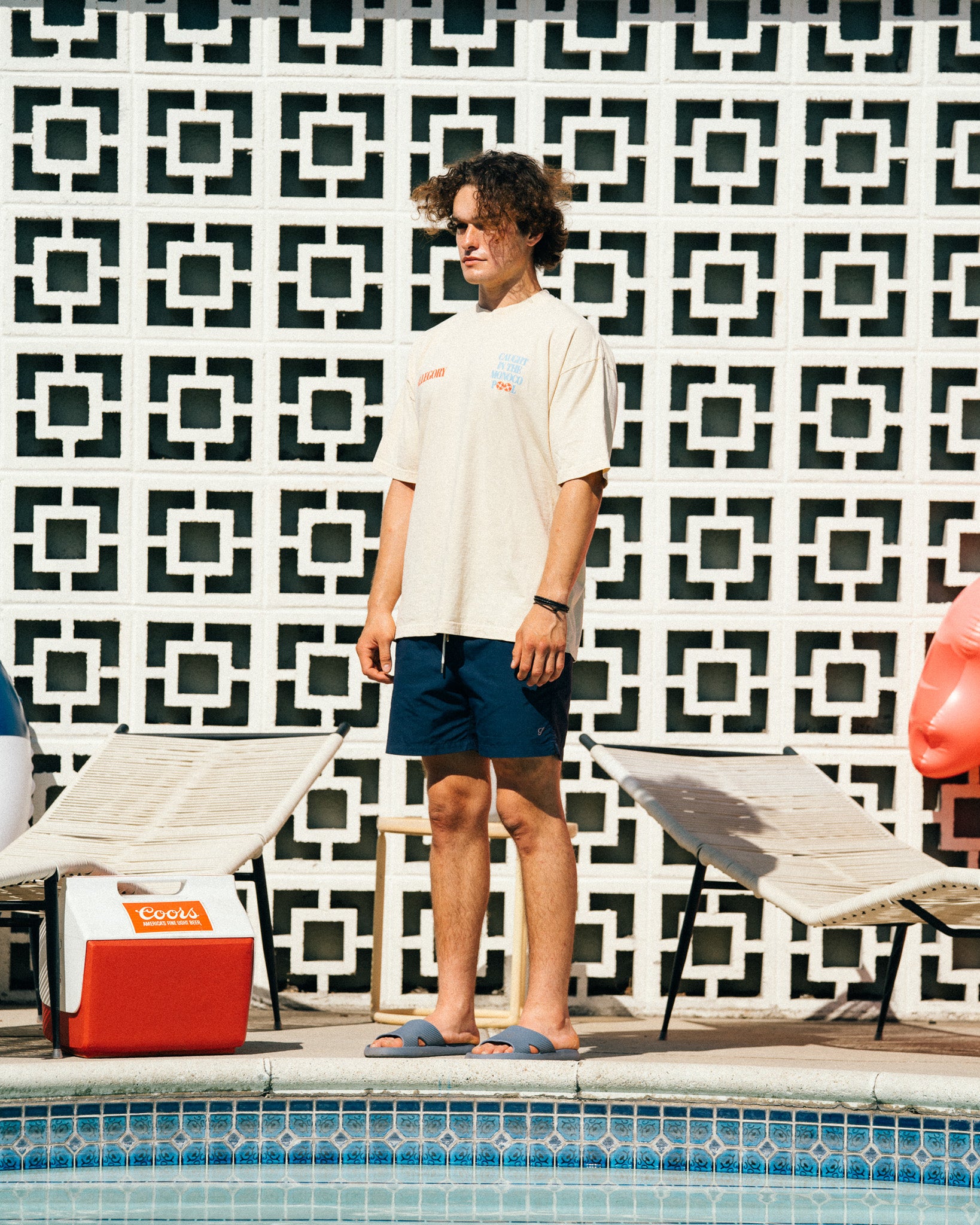 Swim In The Neighbors Pool Tee / Washed Gold-7