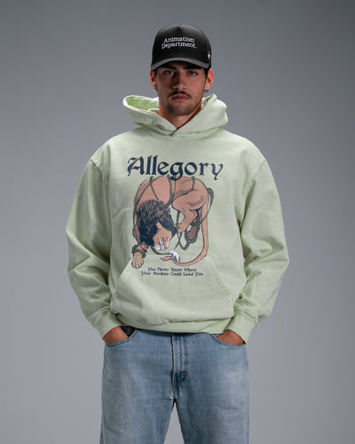 Lion and The Mouse Hoodie / Sage Green