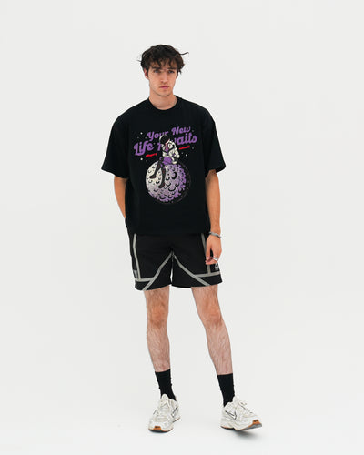 Your New Life Awaits Heavyweight Cropped Fit Tee / Black