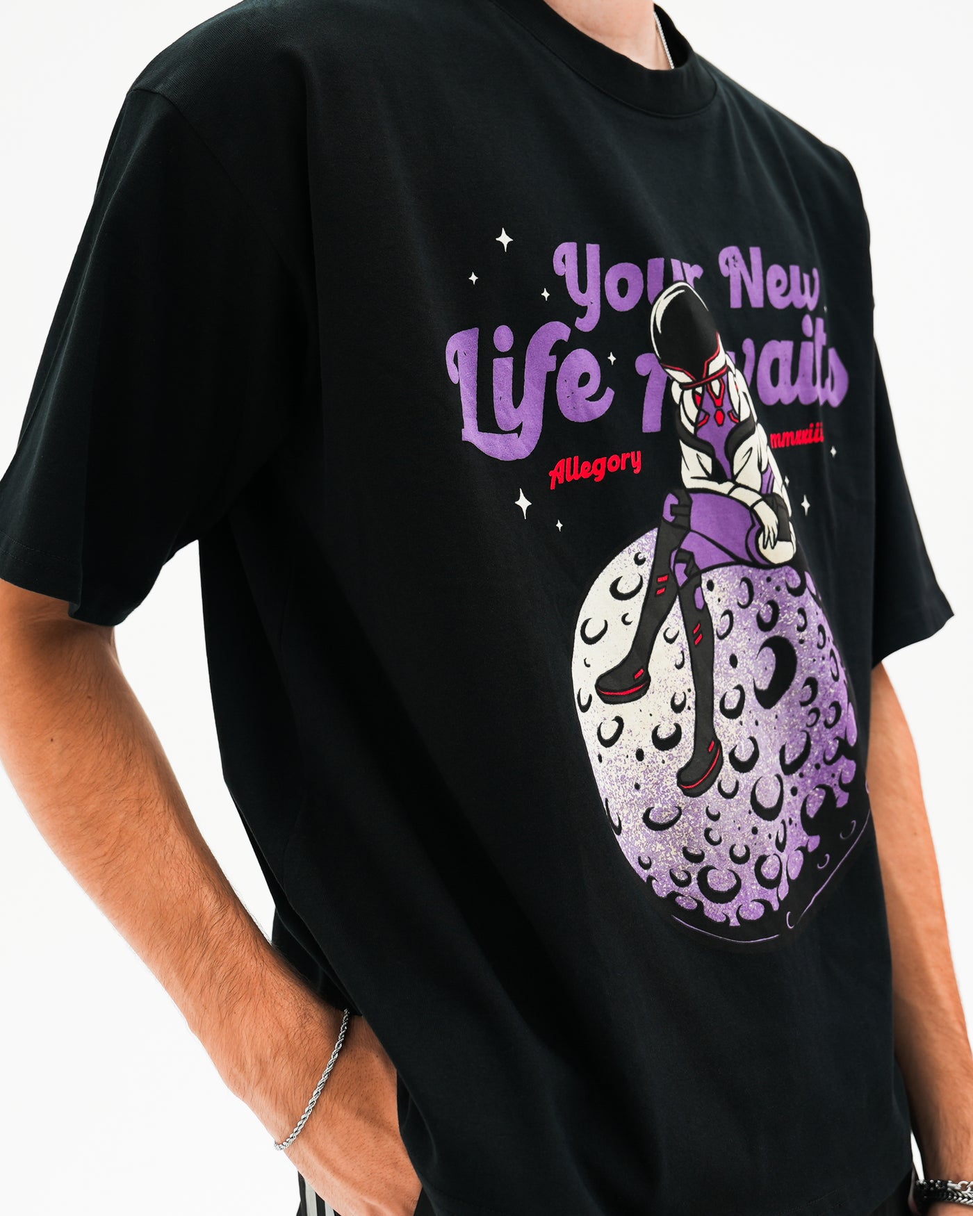 Your New Life Awaits Heavyweight Tee / Black