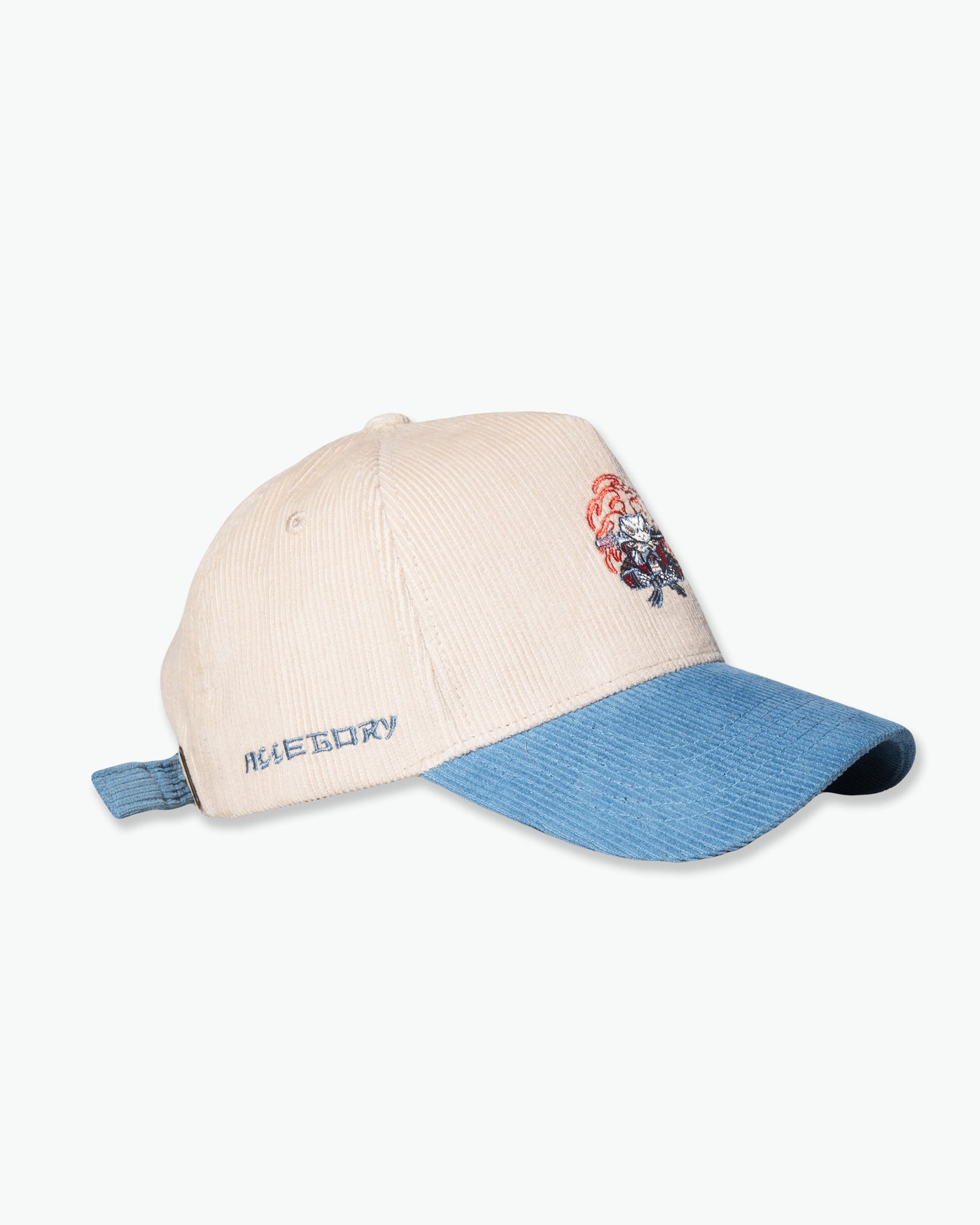 The Ronin Frog Corduroy Hat / Cream / Bluesteel