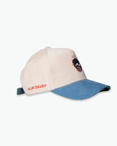 Afro Samurai Corduroy Hat / Cream / Bluesteel