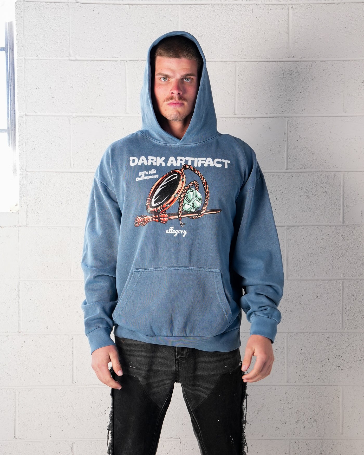 Dark Artifact Hoodie / Maya Blue