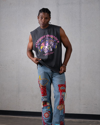 The Gang Stands Together Cut-Off Tank / Vintage Black