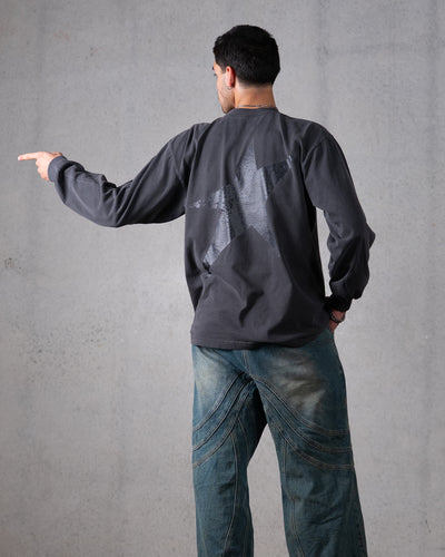 Birthmark Star Long Sleeve Tee / Vintage Black