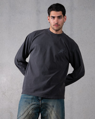 Birthmark Star Long Sleeve Tee / Vintage Black
