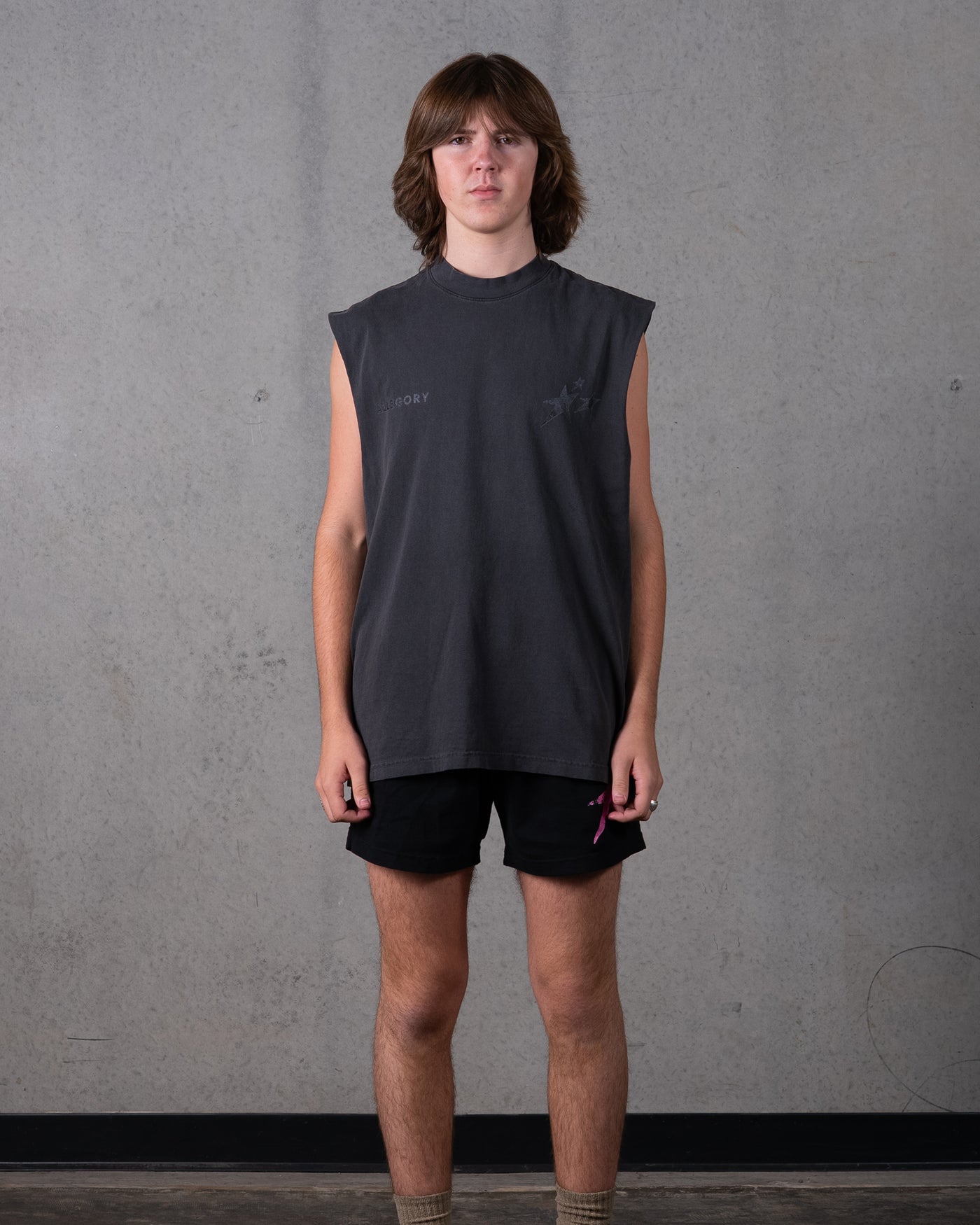 Birthmark Star Cut-Off Tank / Vintage Black