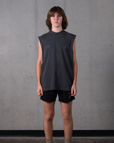 Birthmark Star Cut-Off Tank / Vintage Black