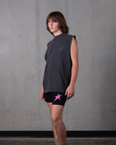 Birthmark Star Cut-Off Tank / Vintage Black