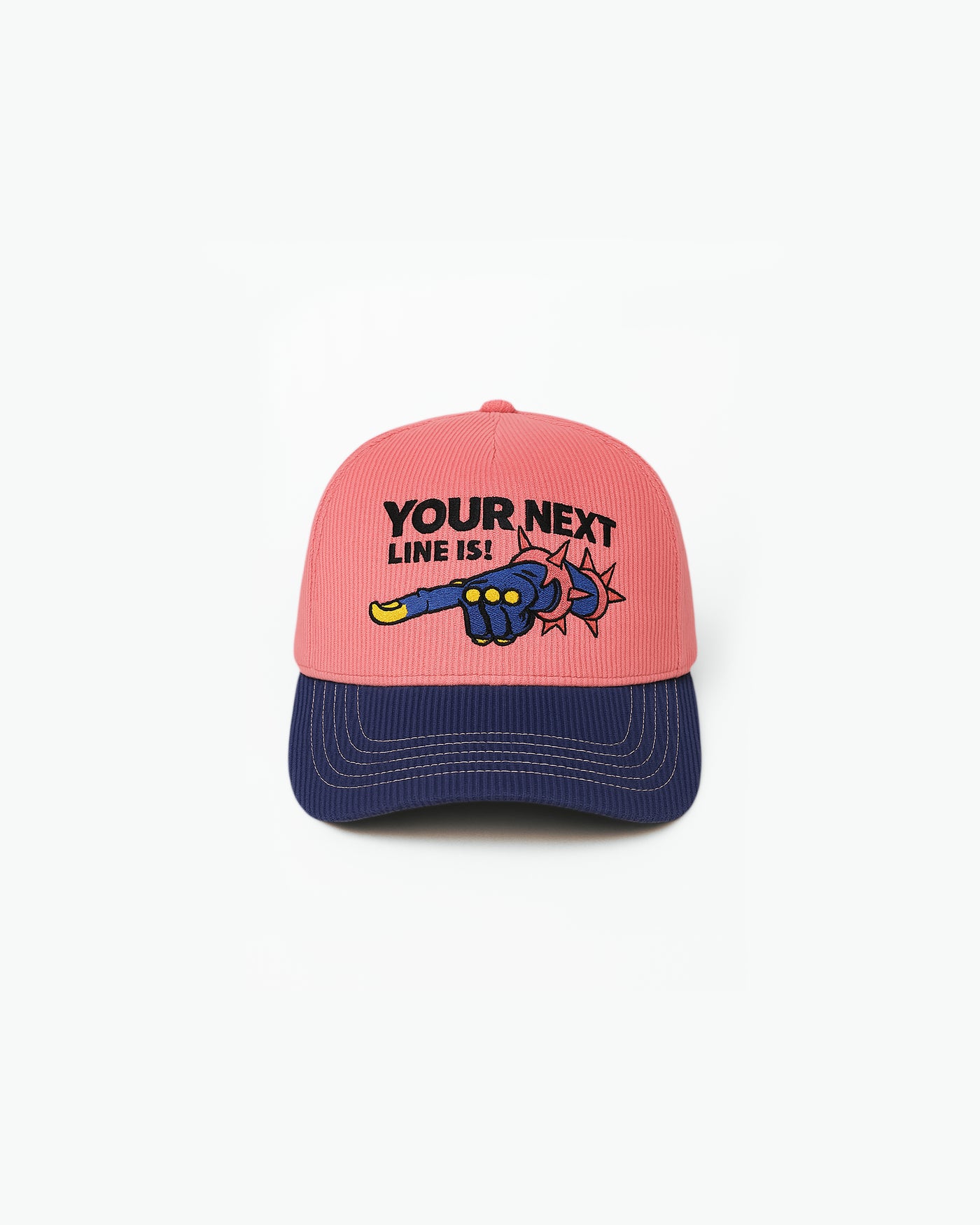 Your Next Line Is! Premium Corduroy Hat / Salmon Pink / Navy