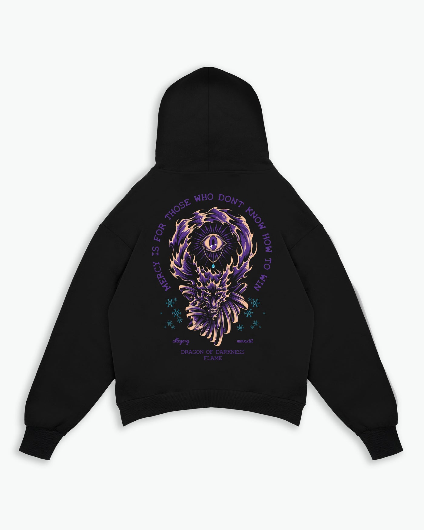 Dragon of Darkness Flame Hoodie / Black