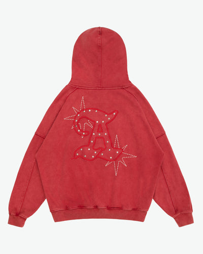 COWBOY STUD LUX HEAVYWEIGHT HOODIE / FADED RED
