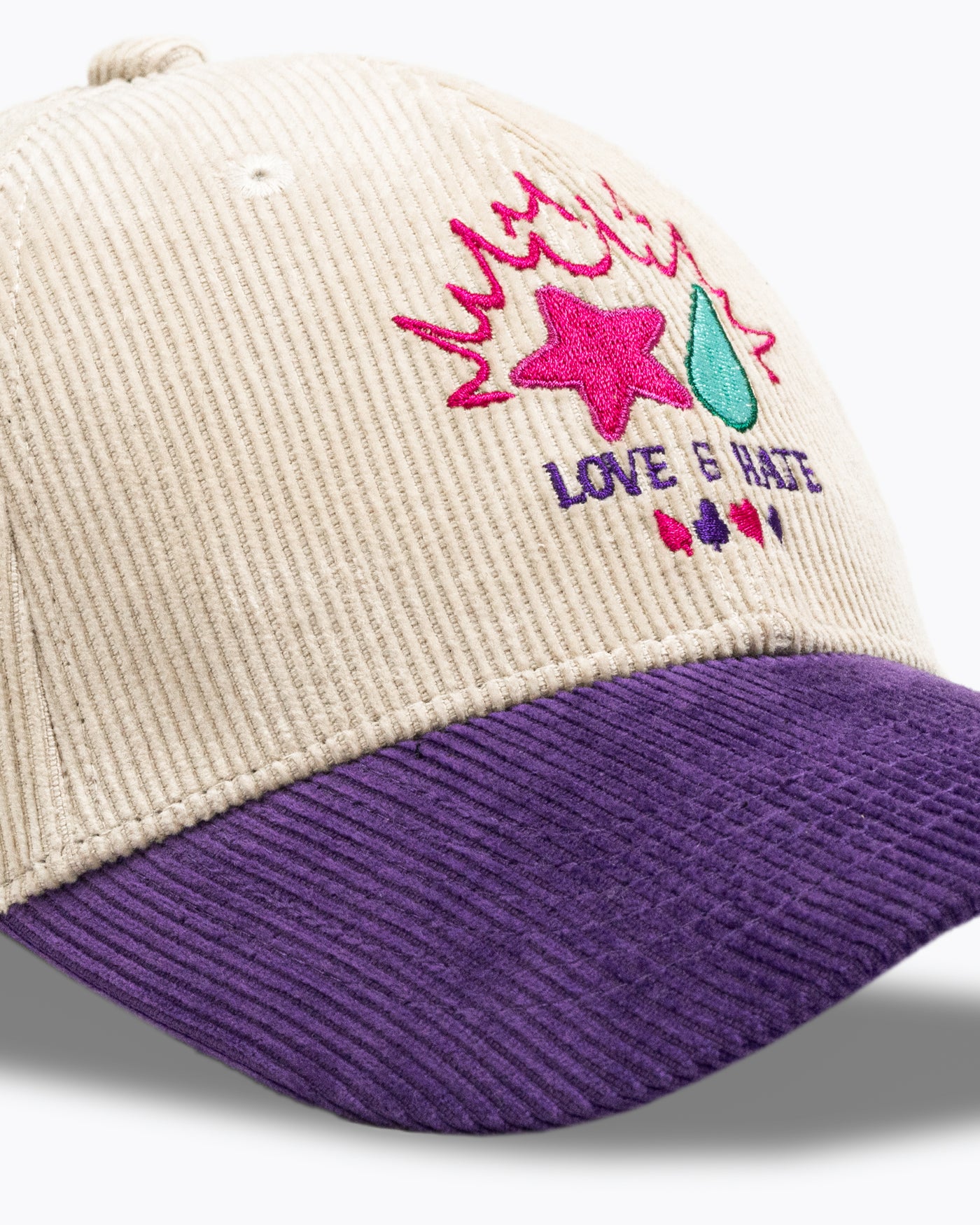 Love & Hate Premium Corduroy Hat / Cream / Carnival Purple