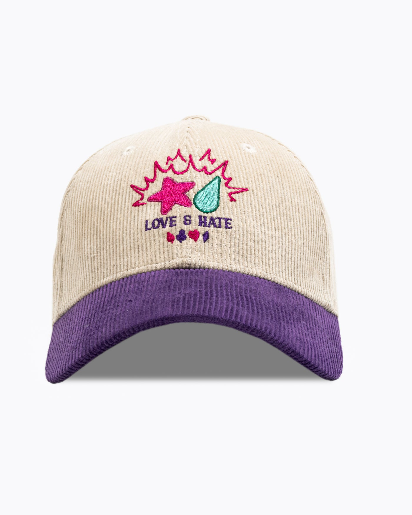 Love & Hate Premium Corduroy Hat / Cream / Carnival Purple