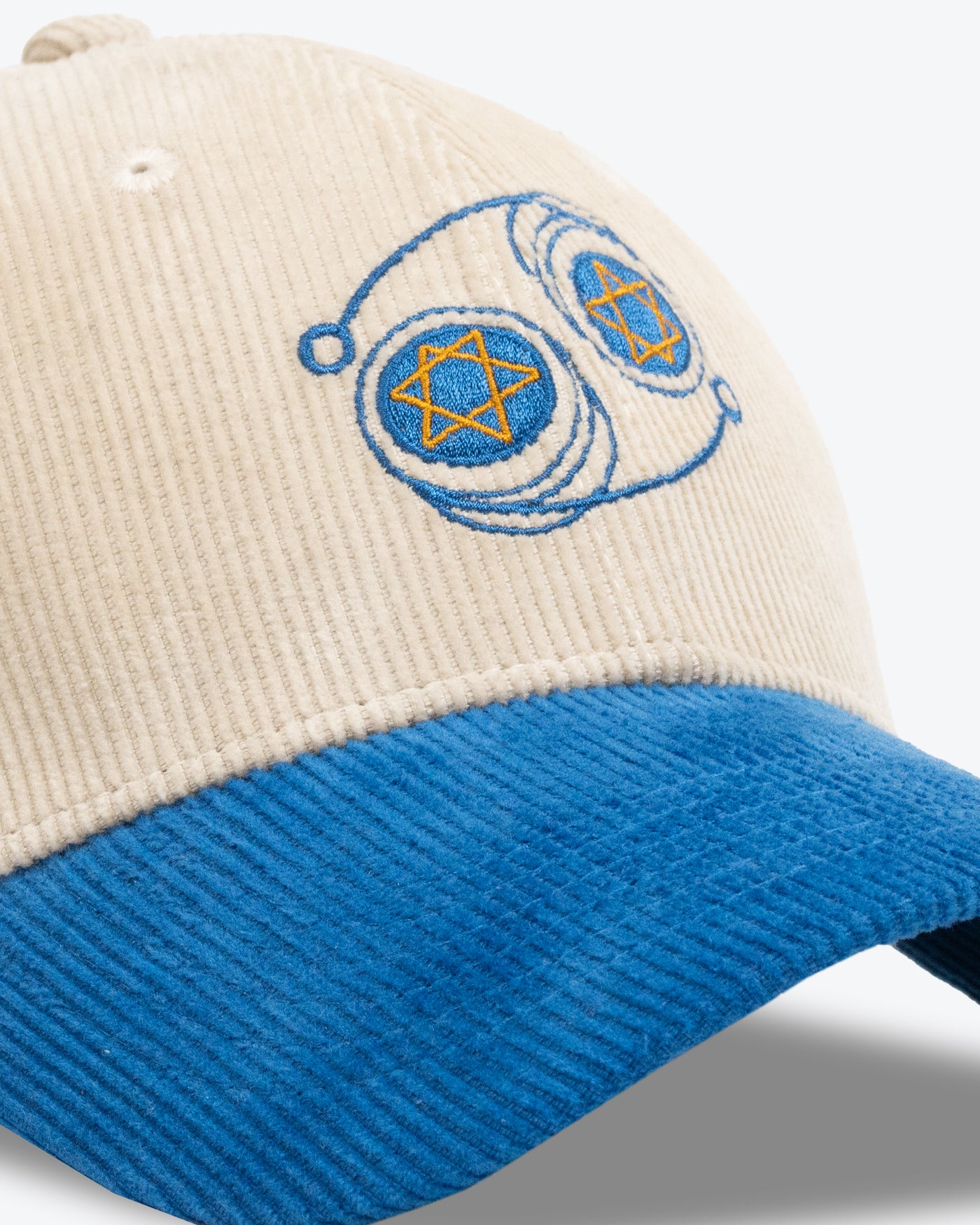 Specially Designed Yo Yos Premium Corduroy Hat / Cream / Cobalt Blue