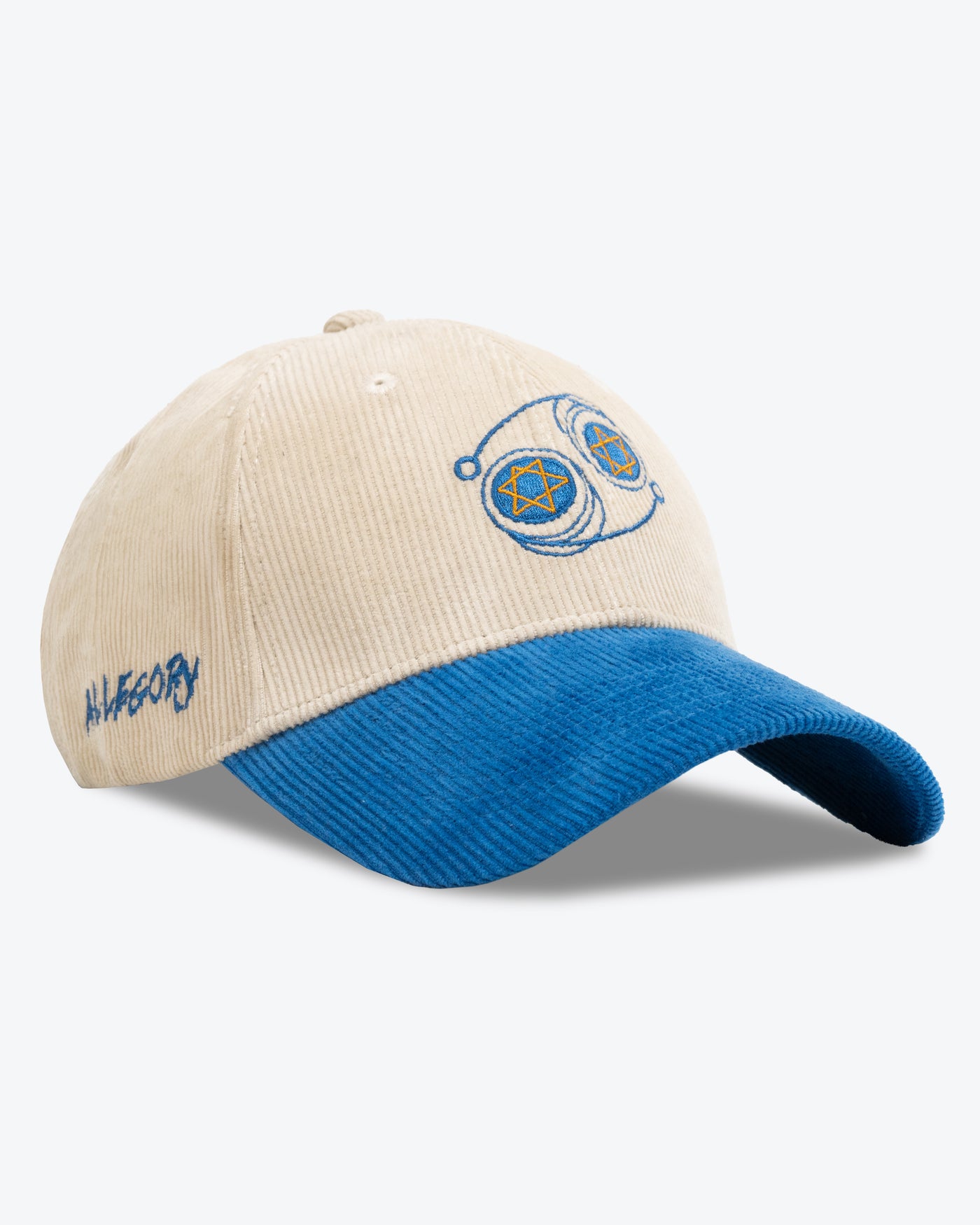 Specially Designed Yo Yos Premium Corduroy Hat / Cream / Cobalt Blue