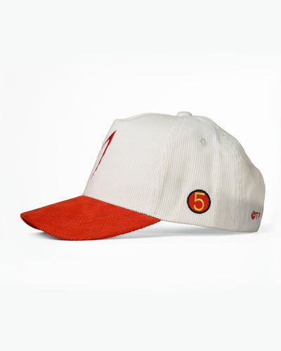Mach 5 Symbol Premium Corduroy Hat For Speed Racer™ / Cream / Burnt Orange